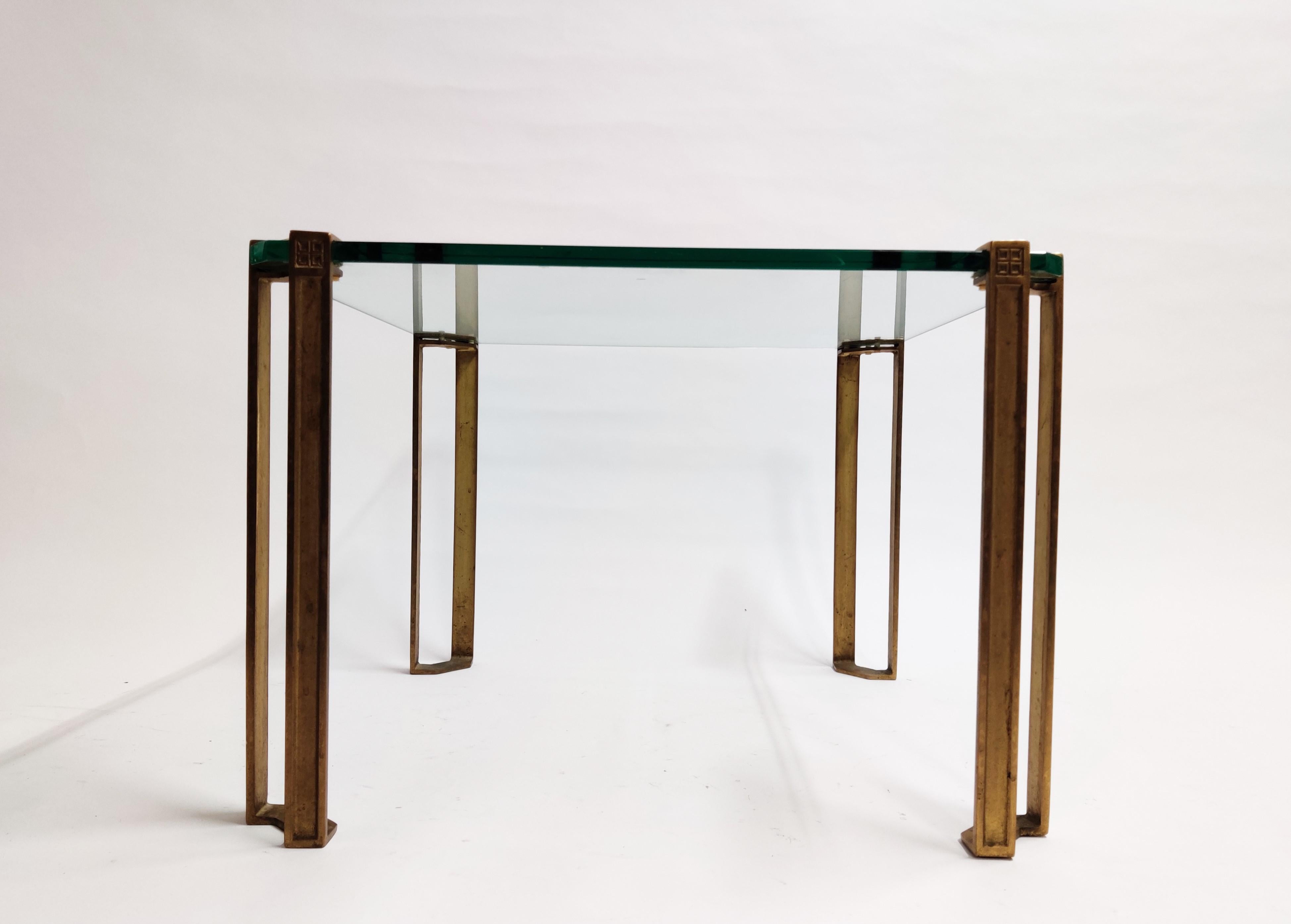 Brutalist Peter Ghyczy T24 Pioneer Glass and Cast Brass Square Coffee or Side Table