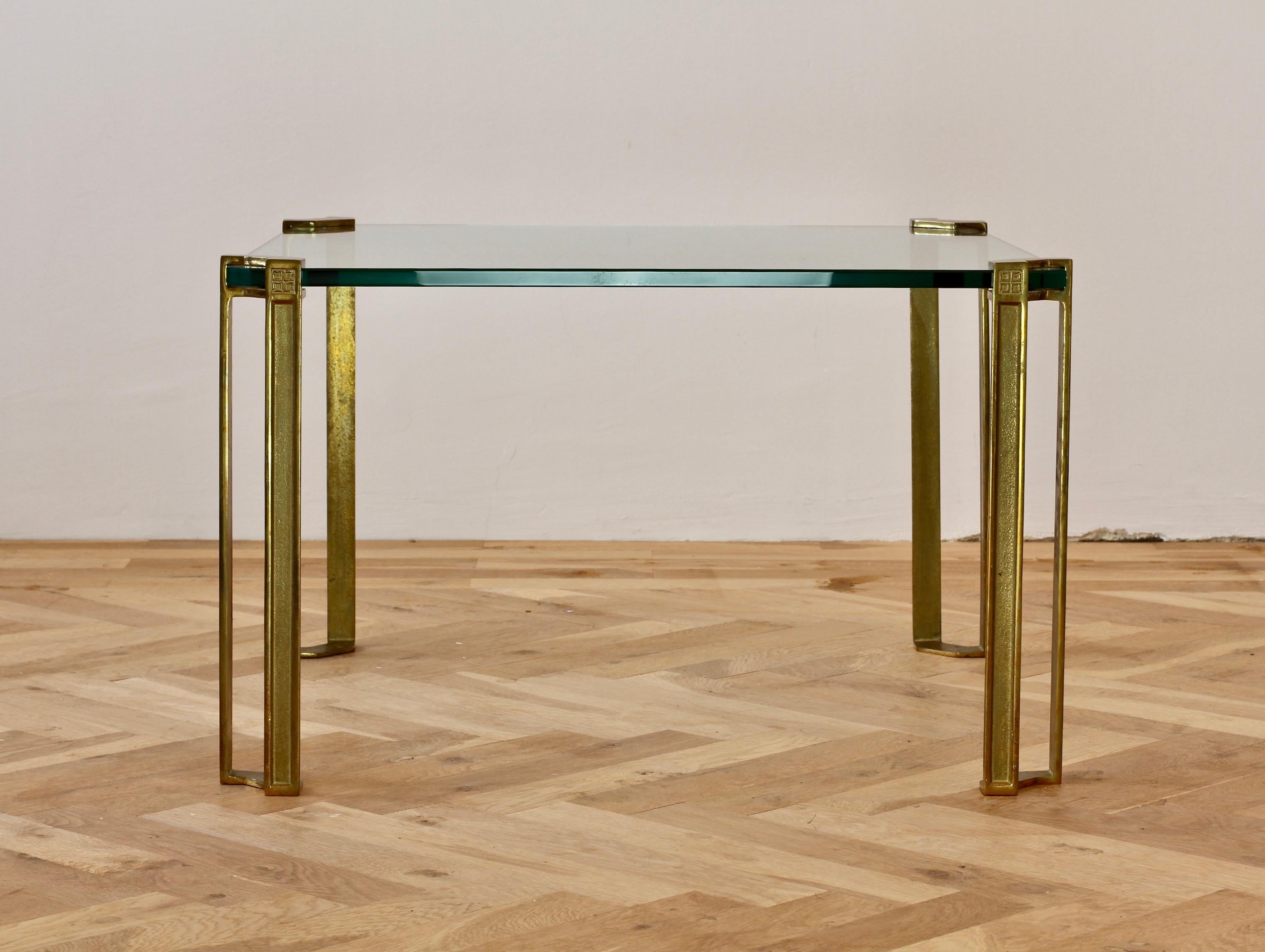 Peter Ghyczy T24 Pioneer Glass and Cast Brass Square Coffee or Side Table In Good Condition In Landau an der Isar, Bayern