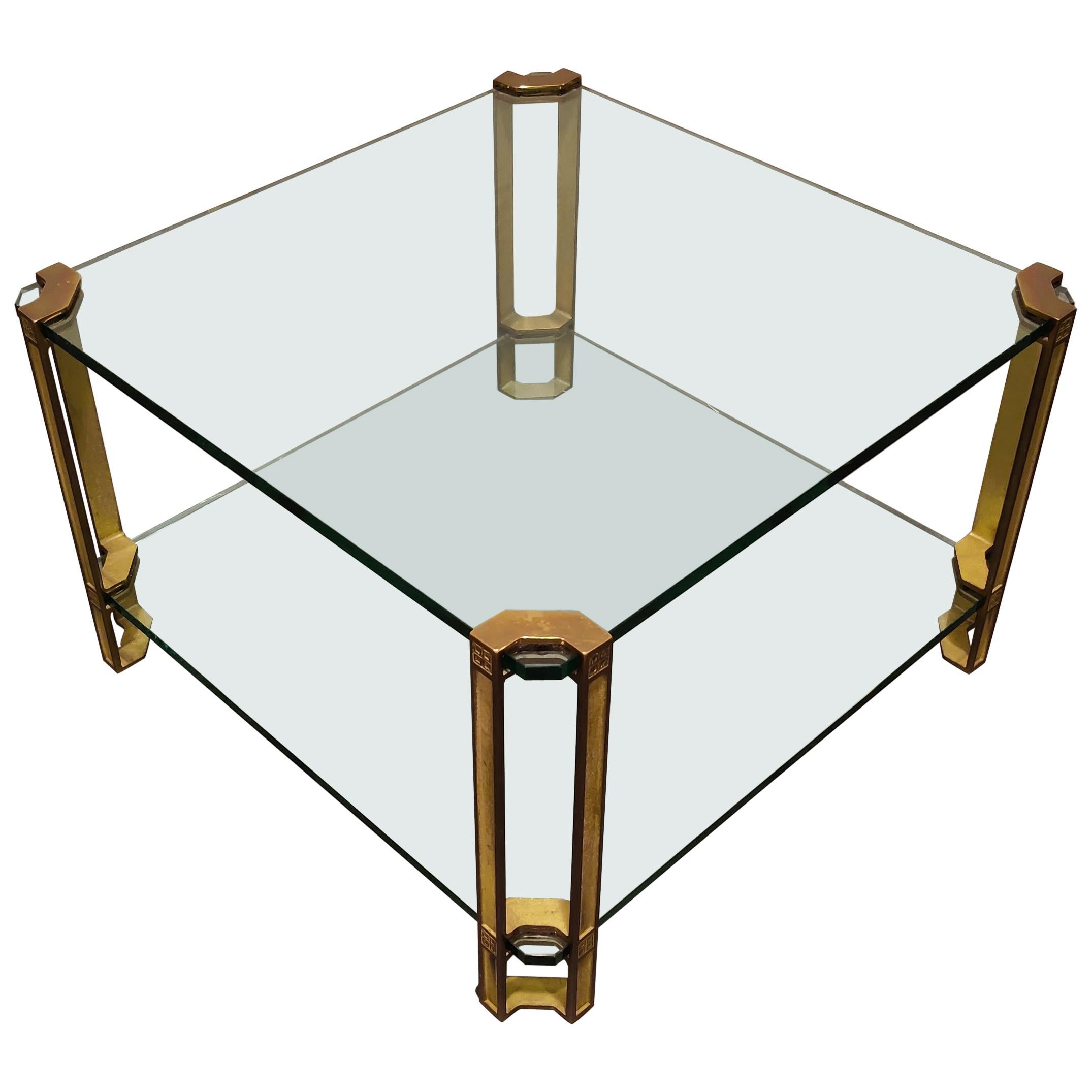 Peter Ghyczy T24 Pioneer Glass and Cast Brass Square Coffee or Side Table