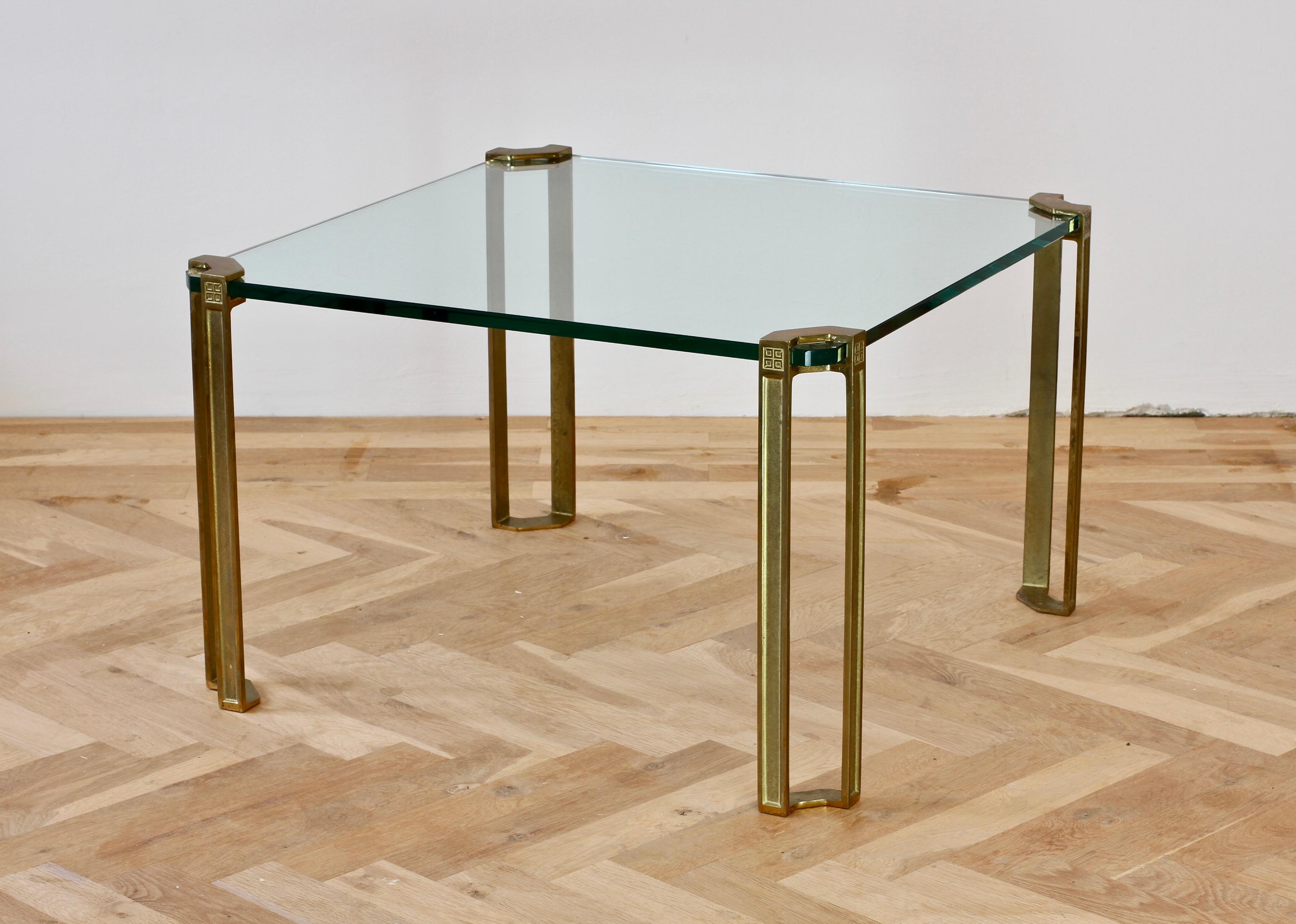 Dutch Peter Ghyczy T24 Pioneer Pair of Glass & Cast Bronze Square Coffee / Side Tables For Sale