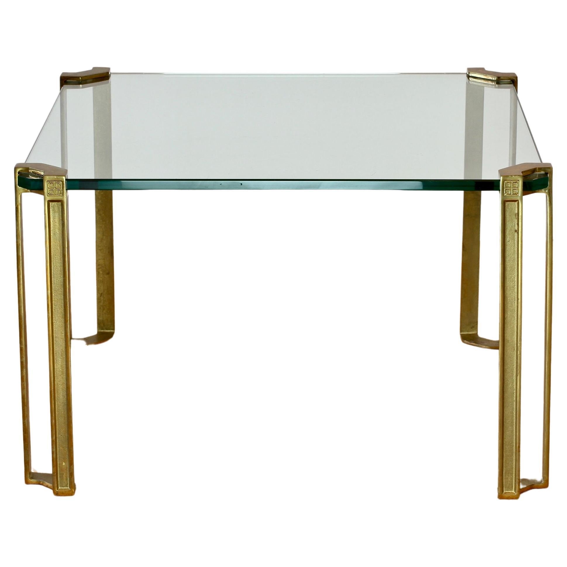 Peter Ghyczy T24 Pioneer Paire de tables basses / d'appoint carrées en verre et bronze moulé