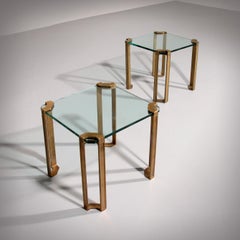 Peter Ghyczy T24 Brass and Glass Side Tables, Mid-Century Modern