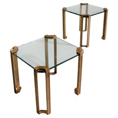 Peter Ghyczy T24 Brass and Glass Side Tables, Mid-Century Modern