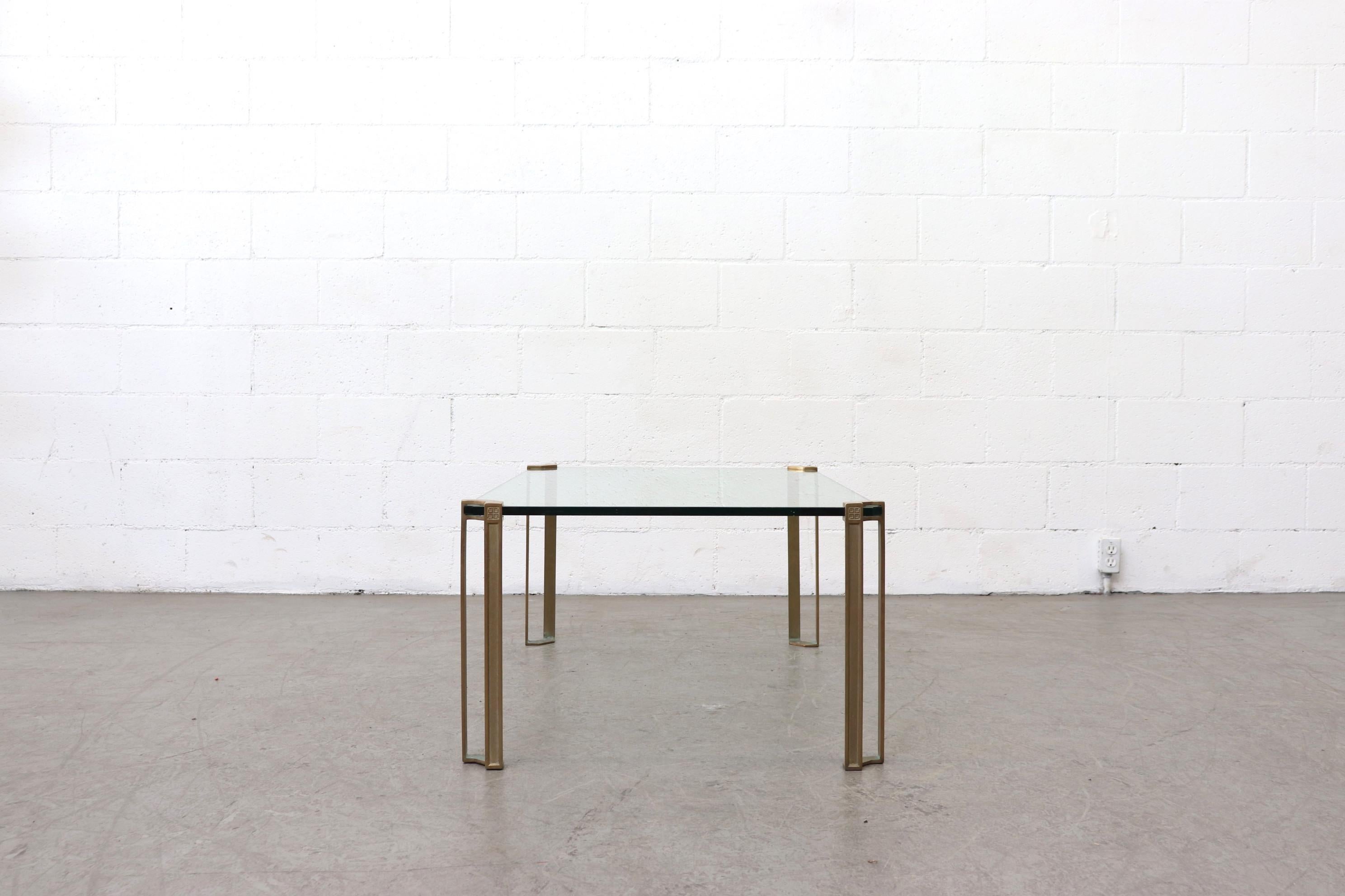 Mid-Century Modern Peter Ghyczy T24D Brass and Glass Single Tier Coffee Table