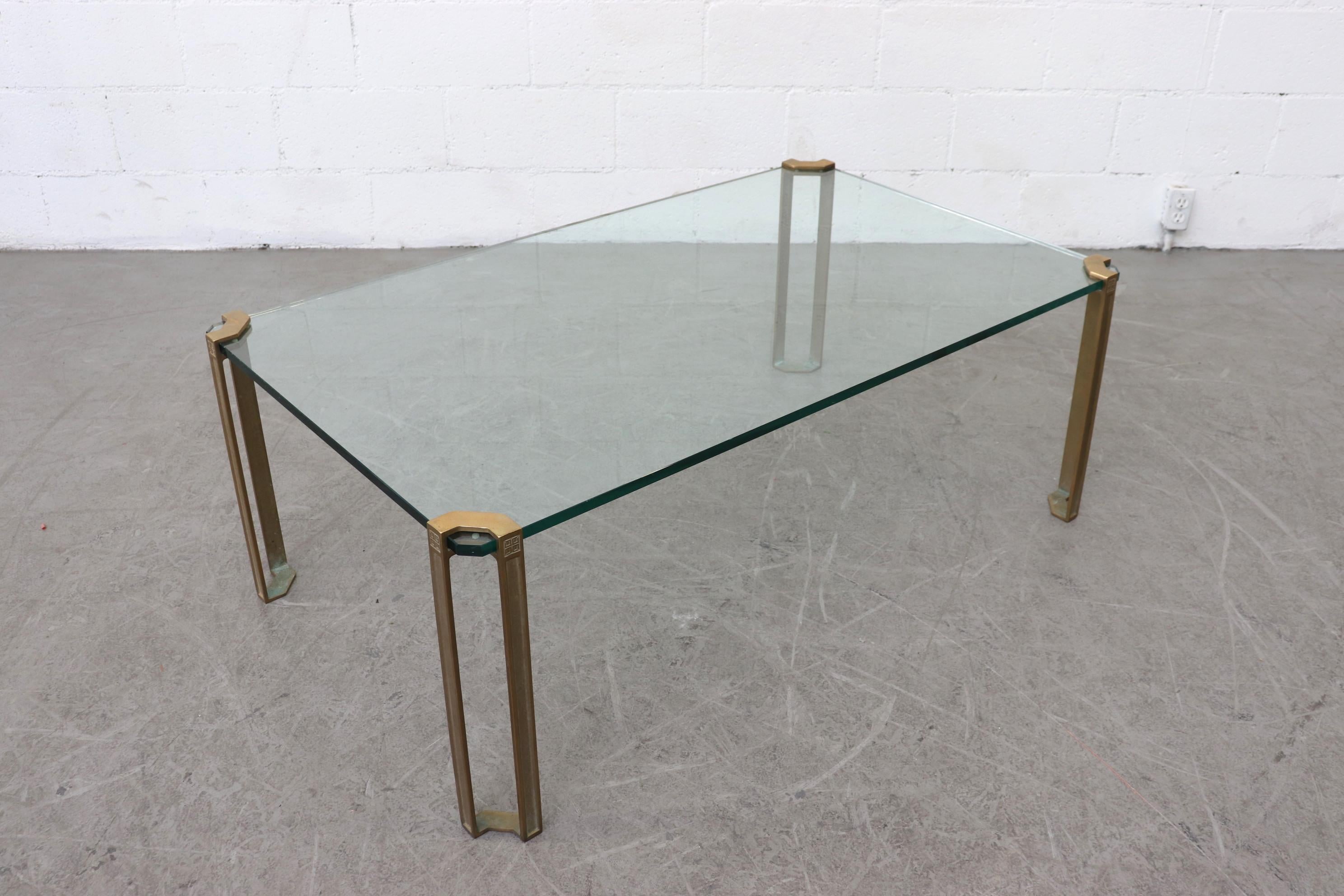 Dutch Peter Ghyczy T24D Brass and Glass Single Tier Coffee Table
