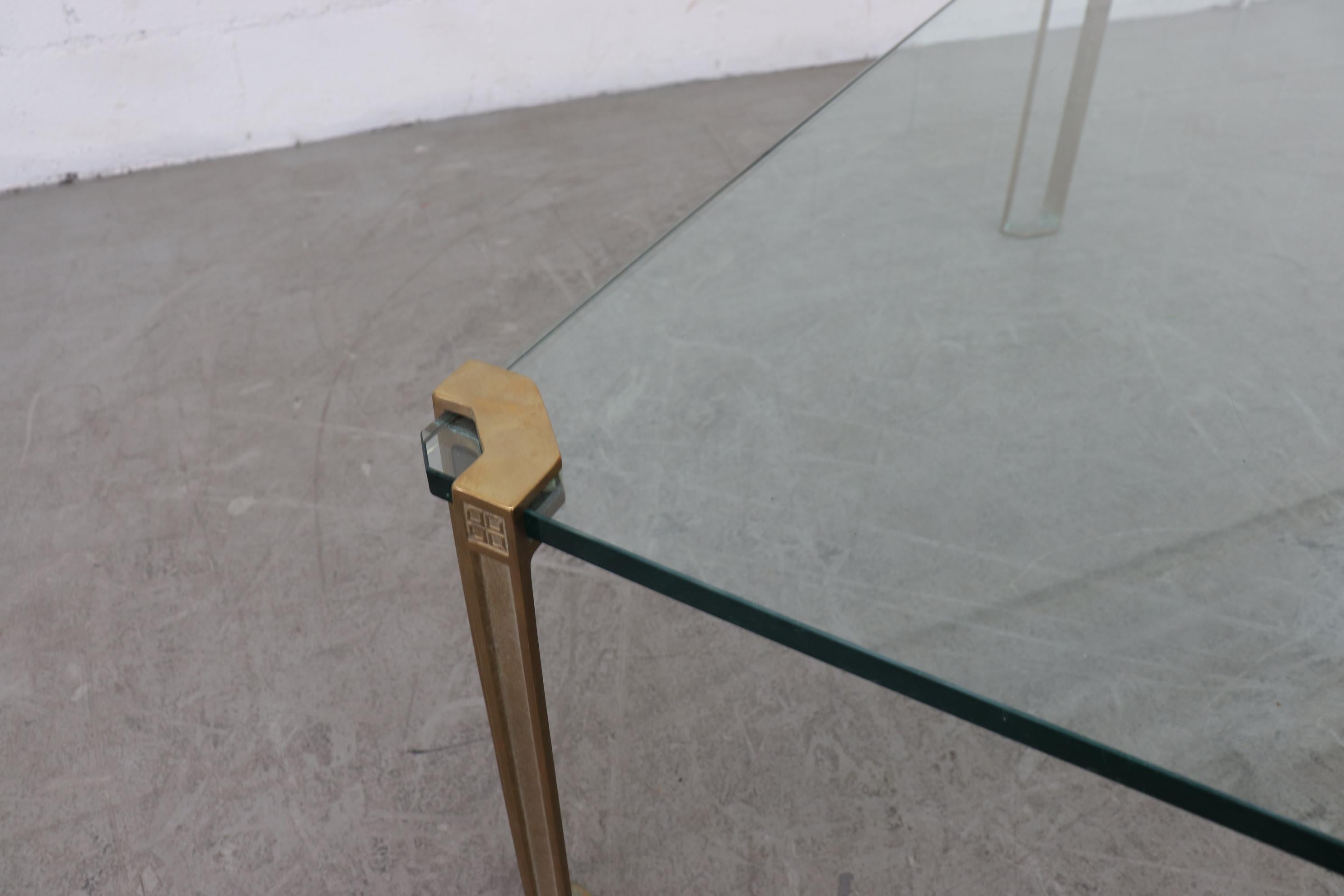 Peter Ghyczy T24D Brass and Glass Single Tier Coffee Table In Good Condition In Los Angeles, CA