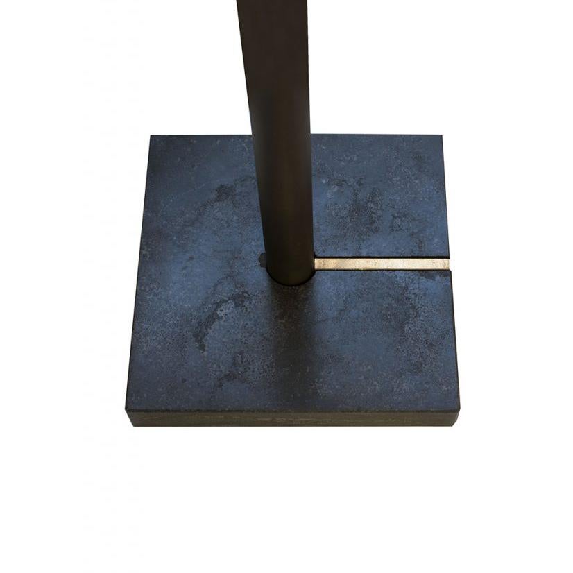 Dutch Peter Ghyczy Table Lamp Urban 'MW08' Brass Patinated / Stone / Silk Bronze