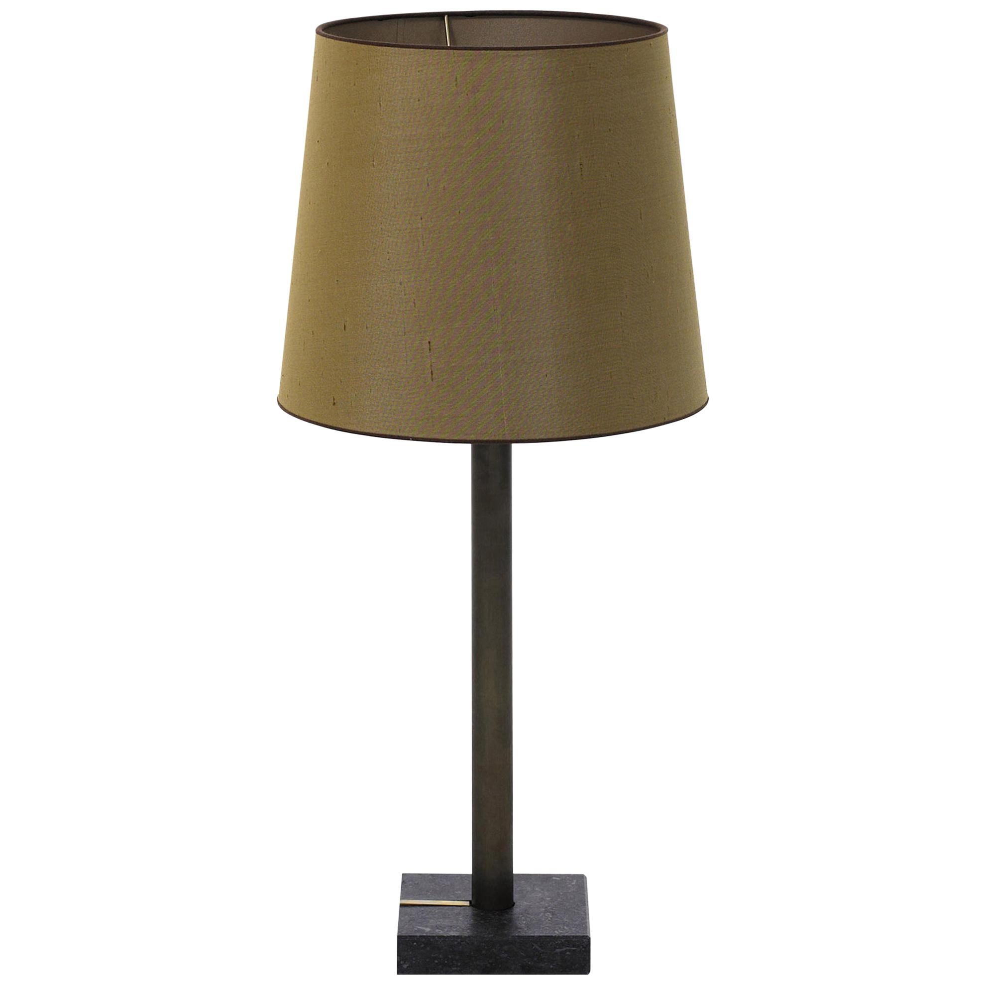 Peter Ghyczy Table Lamp Urban 'MW08' Brass Patinated / Stone / Silk Bronze