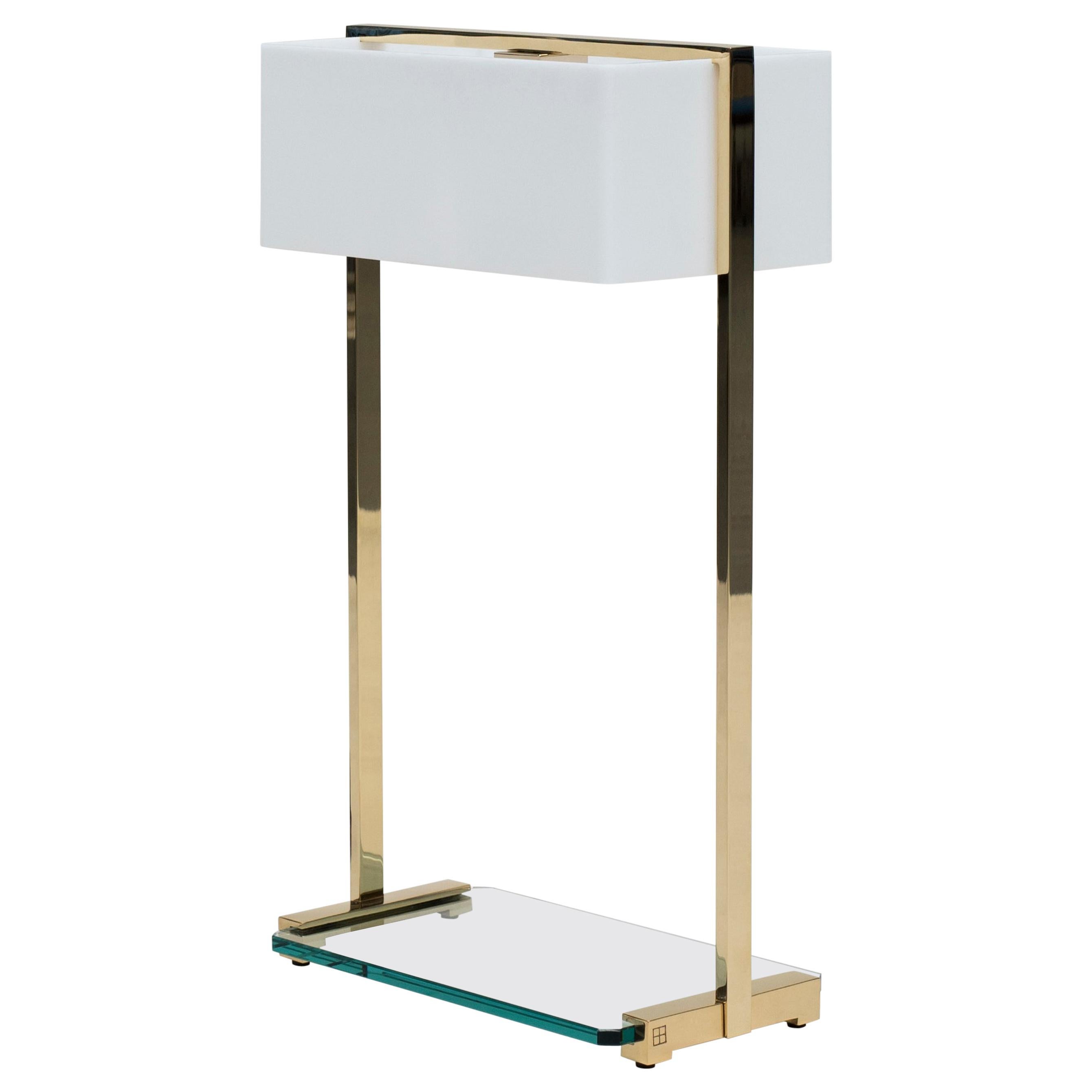 Peter Ghyczy Table Lamp Urban Tom 'MW10' Brass Gloss / Clear Glass