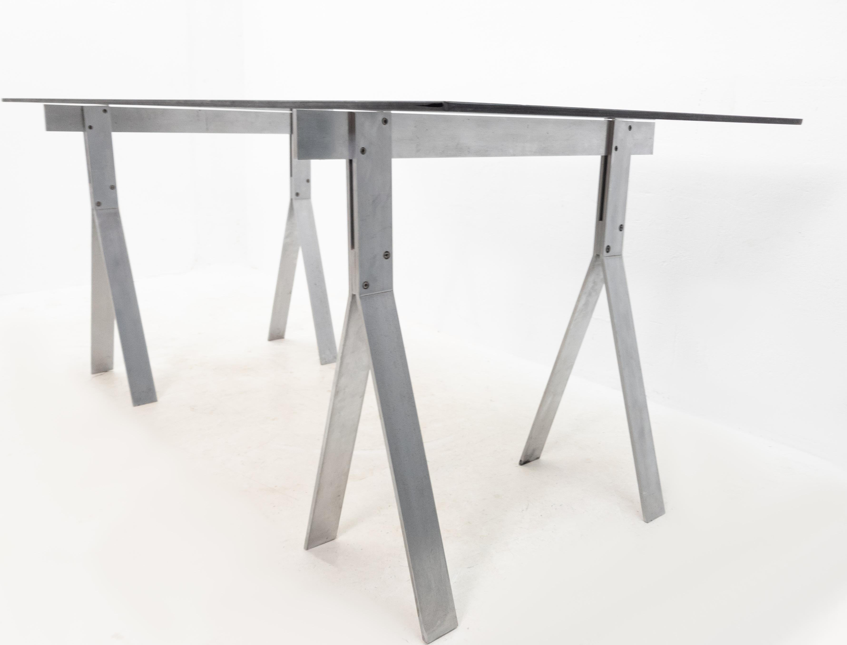 Peter Ghyczy Style Trestles Writing Table In Good Condition In Den Haag, NL