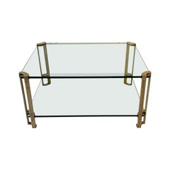 Peter Ghyczy Two-Tier Brass and Glass Coffee Table, 1970s