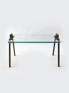 Peter Ghyczy Vintage Coffee Table Tray Side Table Brass Glass, Holland, 1970s