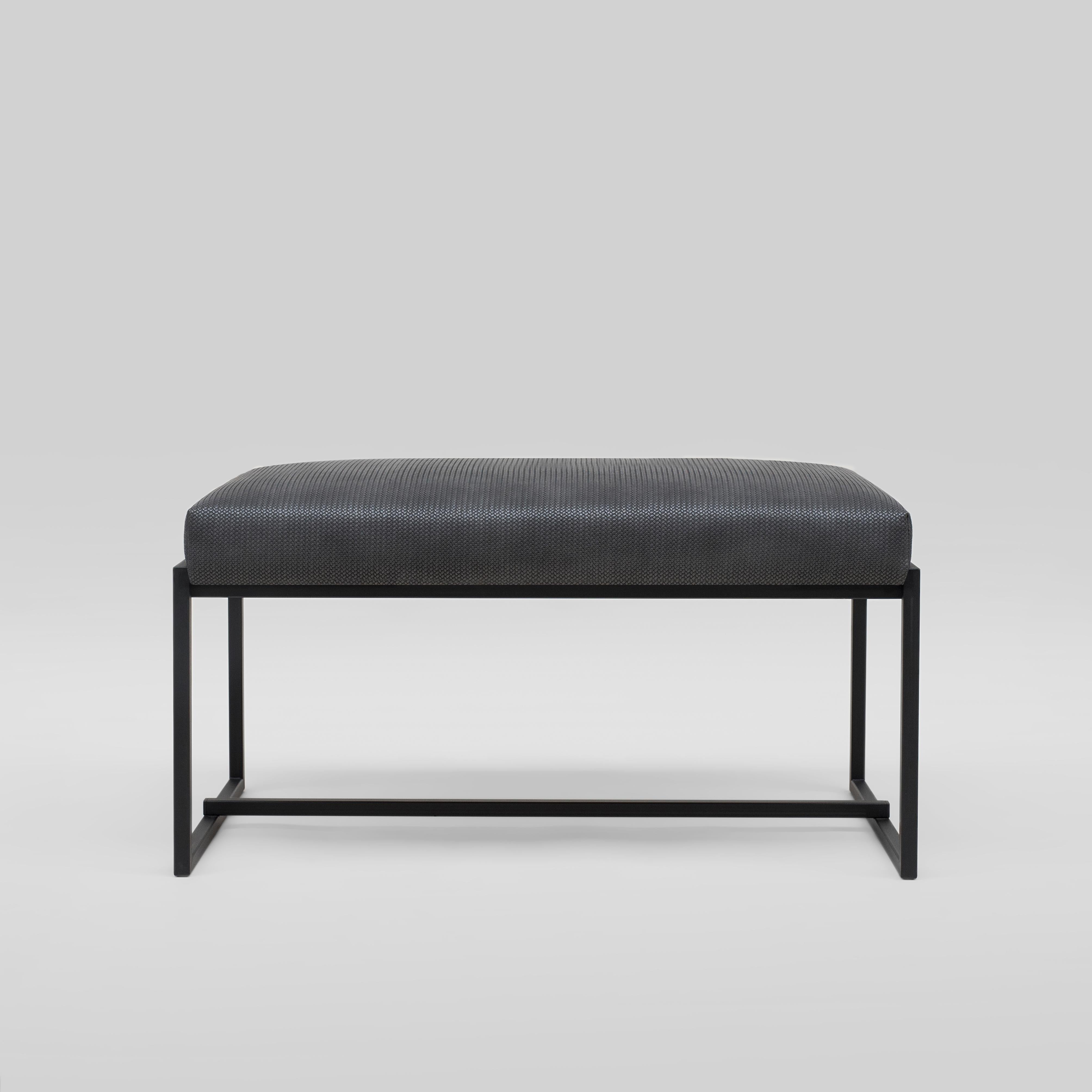 Minimalist Peter Ghyzcy Bench Urban Grace GB03 Charcoal Frame and Details Leather Look