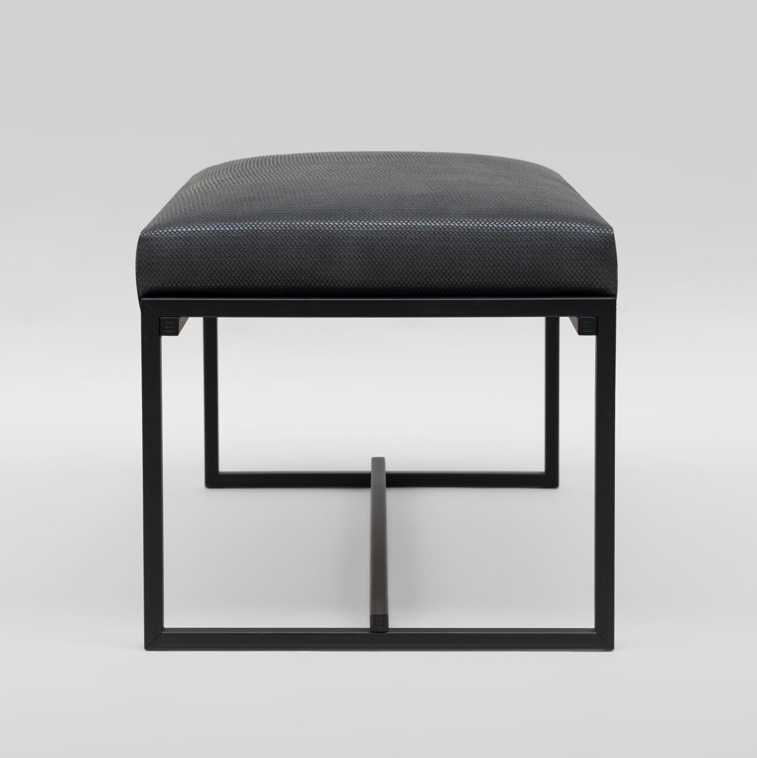 Powder-Coated Peter Ghyczy Bench Urban Grace 'GB03' Charcoal / Texturized Dark Fabric