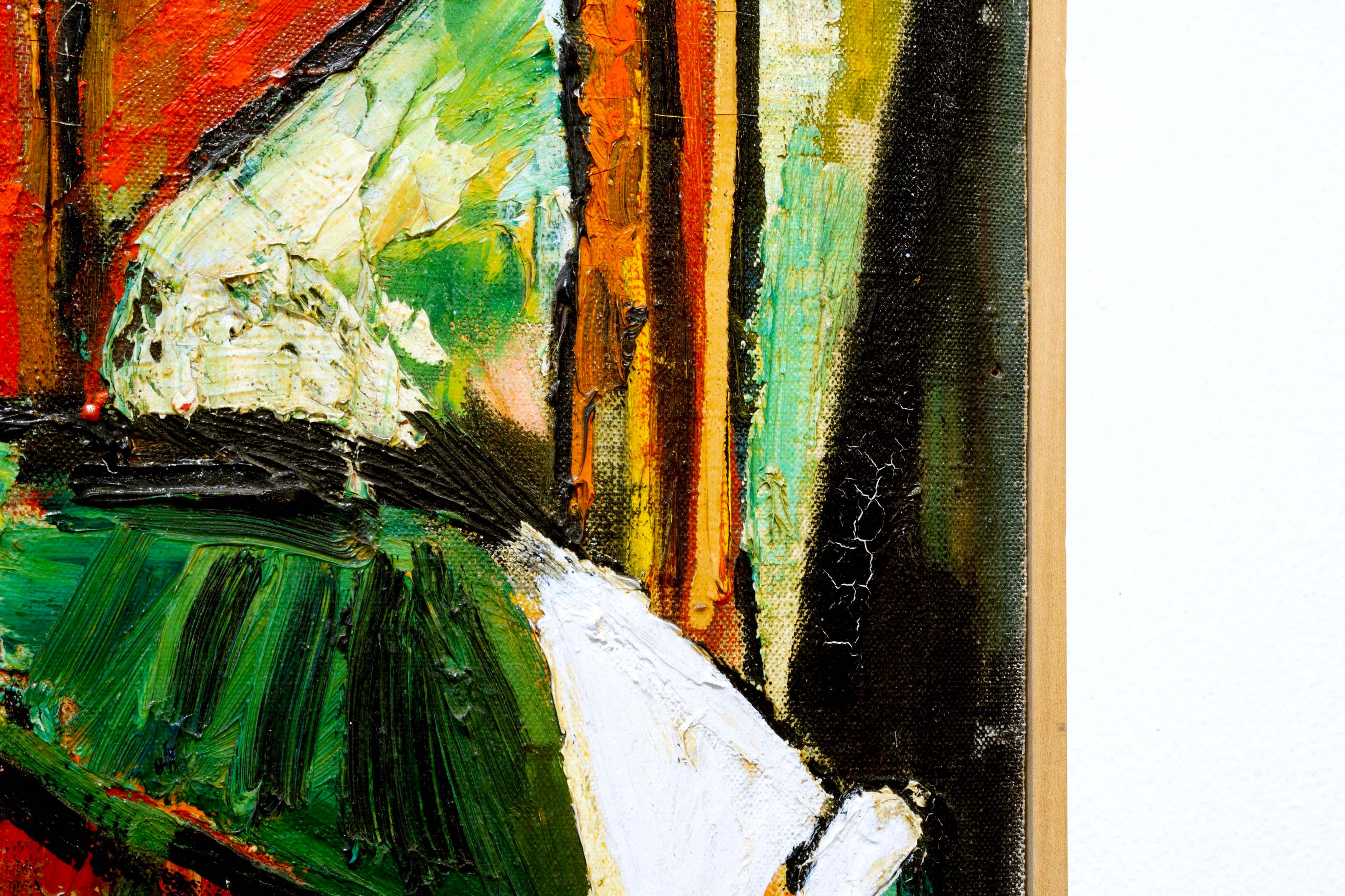 Peter Gilleran Palette Table Signed Modernist Oil Painting on Canvas Board 1950 5