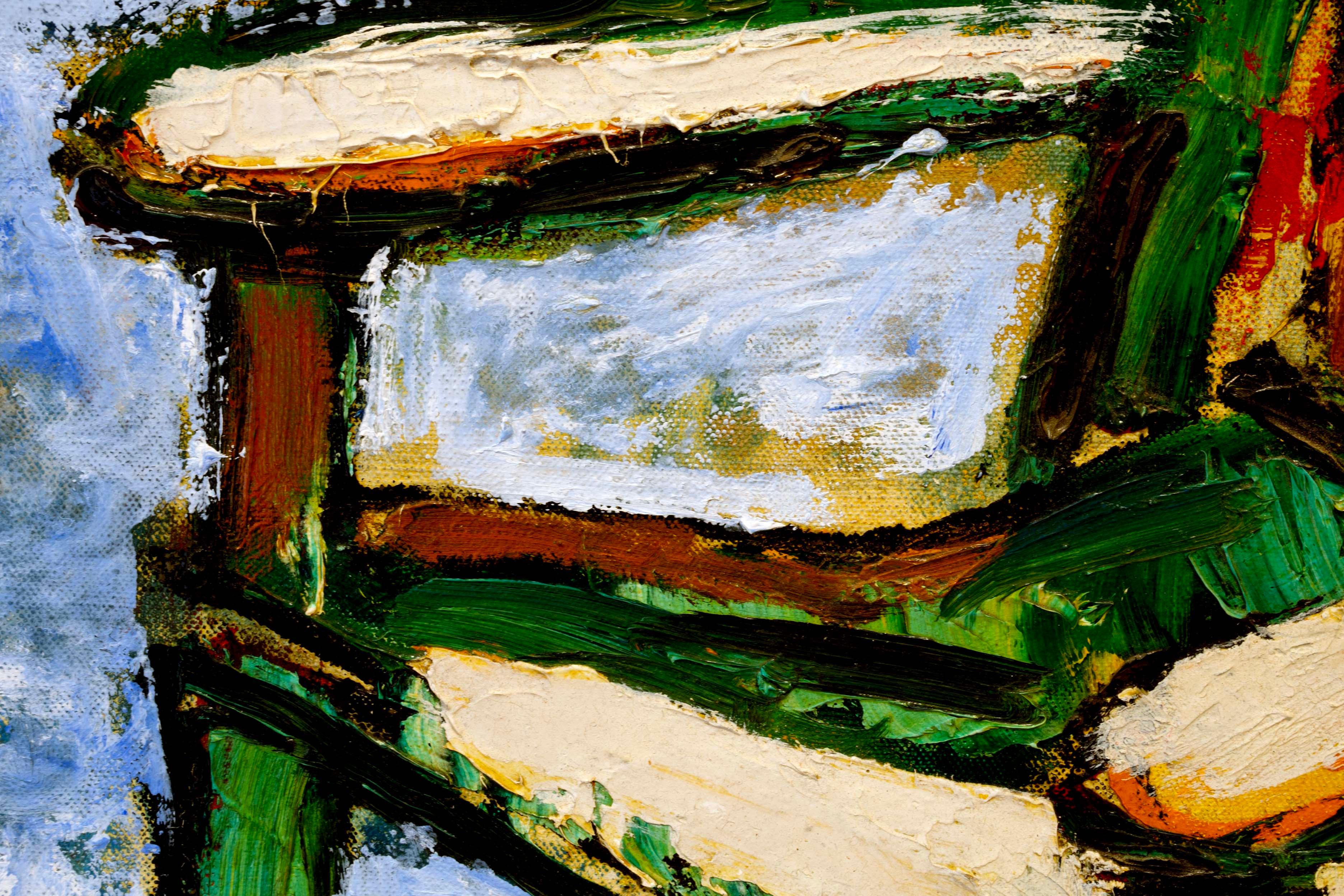 Peter Gilleran Palette Table Signed Modernist Oil Painting on Canvas Board 1950 6