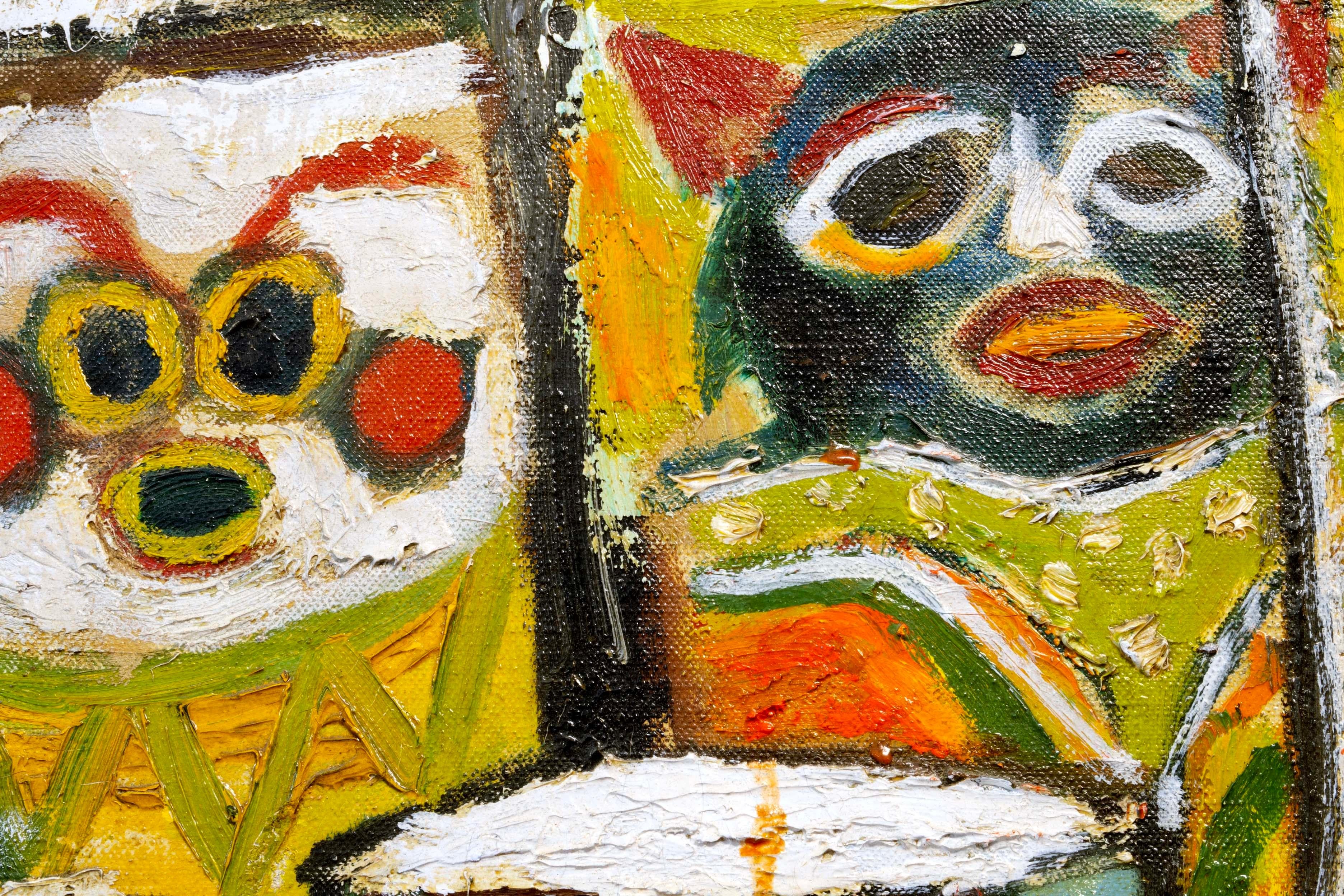 Peter Gilleran Palette Table Signed Modernist Oil Painting on Canvas Board 1950 2