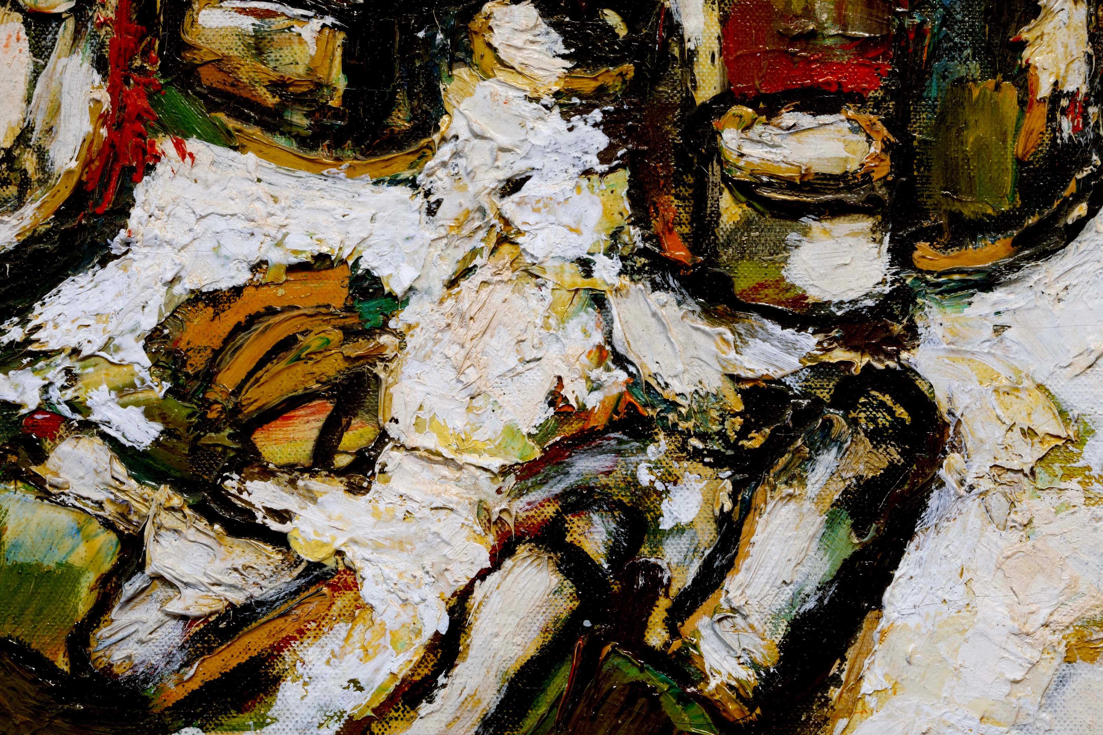 Peter Gilleran Palette Table Signed Modernist Oil Painting on Canvas Board 1950 3