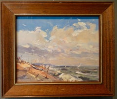 Small late 20th Century Impressionist Marine OIL PAINTING Aldeburgh Suffolk