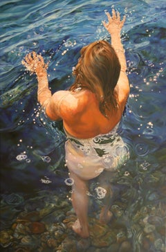 NU DEBOUT DANS LAMER, Painting, Oil on Canvas