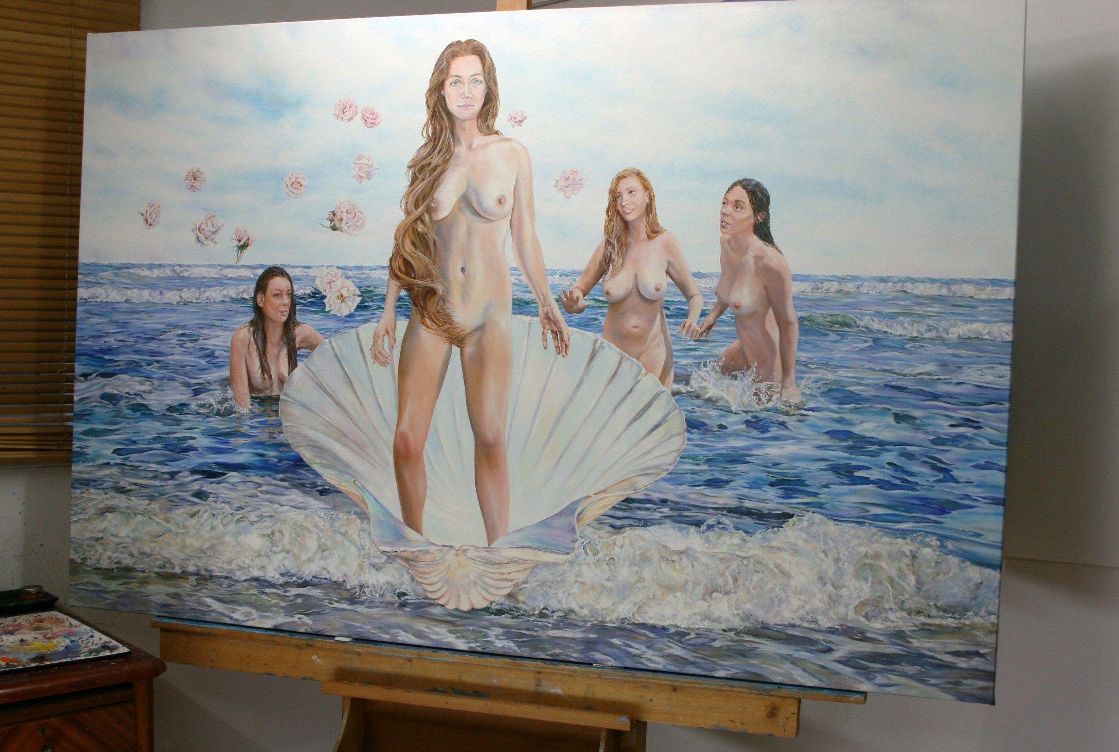 THE BIRTH OF VENUS, Painting, Oil on Canvas For Sale 3