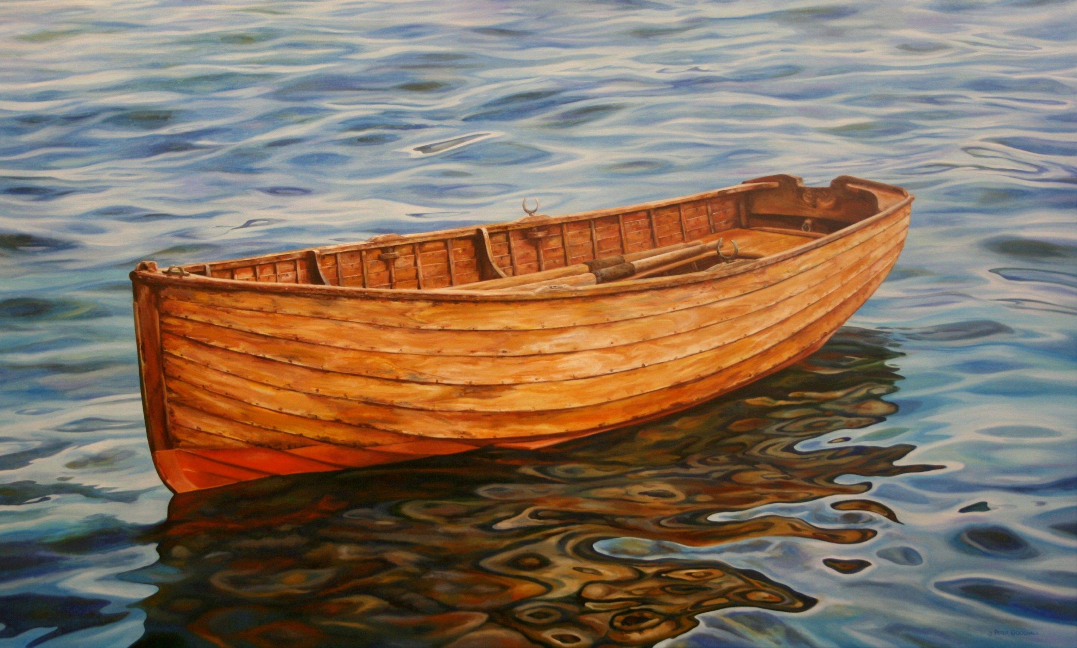 wooden row boat