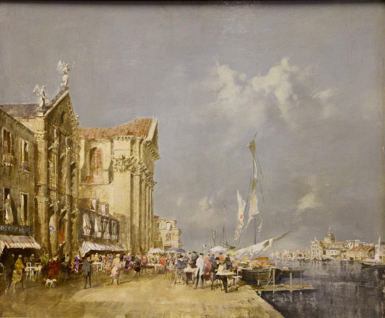 Peter Götz Pallmann, Venedig, Italien, Besetztes Hafenbild mit Kaffee Besucher im Angebot 1