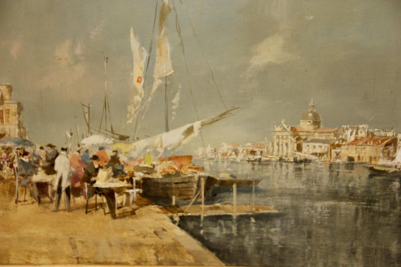Peter Götz Pallmann, Venedig, Italien, Besetztes Hafenbild mit Kaffee Besucher im Angebot 2