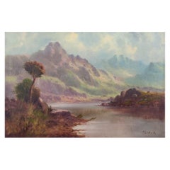 Peter Graham (1836-1921).  Huile sur toile. Highlands écossais des années 1880