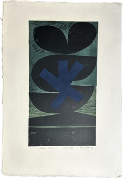Midnight Flower 1969 Signed Limited Edition Large Woodcut