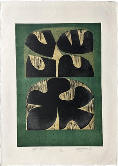 Used Night Form 2 1970 Signed Limited Edition Large Woodcut