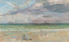 Beach Scene, Norfolk Coast, Oil on Board Painting by Peter Greenham