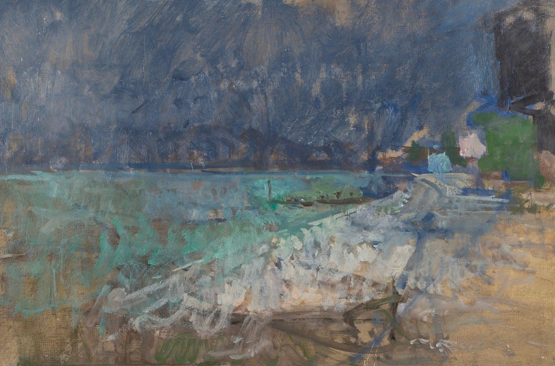 Playa con cielo oscuro, pintura al óleo sobre tabla de Peter Greenham 1909-1992

Más información:
Técnica: Óleo sobre tabla
11 3/8 x 17 3/8 in
29 x 44 cm

Exposiciones
Posiblemente Londres, New Grafton Gallery, "Jane Dowling and Peter Greenham", 13