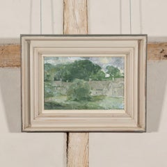 Cottages at Bibury - 20th Century Landscape Oil Painting with Houses and Trees