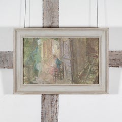 Interior with a Seated Figure - 20th Century Oil Painting with Female Figure