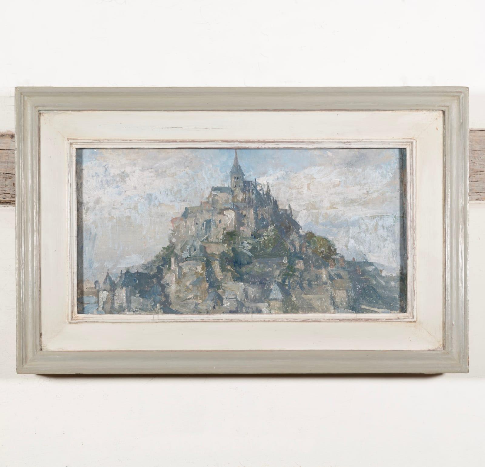 Mont St. Michel I, Óleo sobre tabla Pintura figurativa de paisaje, Siglo XX - Painting de Peter Greenham