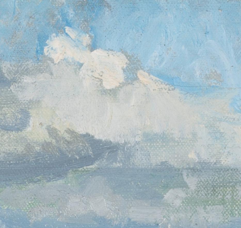 Peter Greenham 1909-1992
Plage de Mundesley, Norfolk, avec deux personnages
huile sur carton entoilé
15 x 19.5 cm
5 7/8 x 7 5/8 in

Peter Greenham était un éminent peintre figuratif de portraits, de paysages et d'incidents de la vie domestique. Son