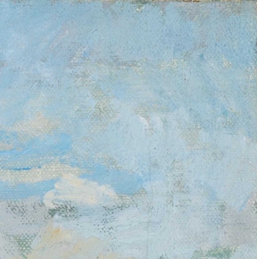 Plage de Mundesley, Norfolk, avec deux personnages - Peinture à l'huile de paysage du 20e siècle en vente 1