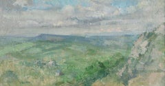 Simonside, Northumberland - 20th Century Green Landscape Oil Painting with Cloud