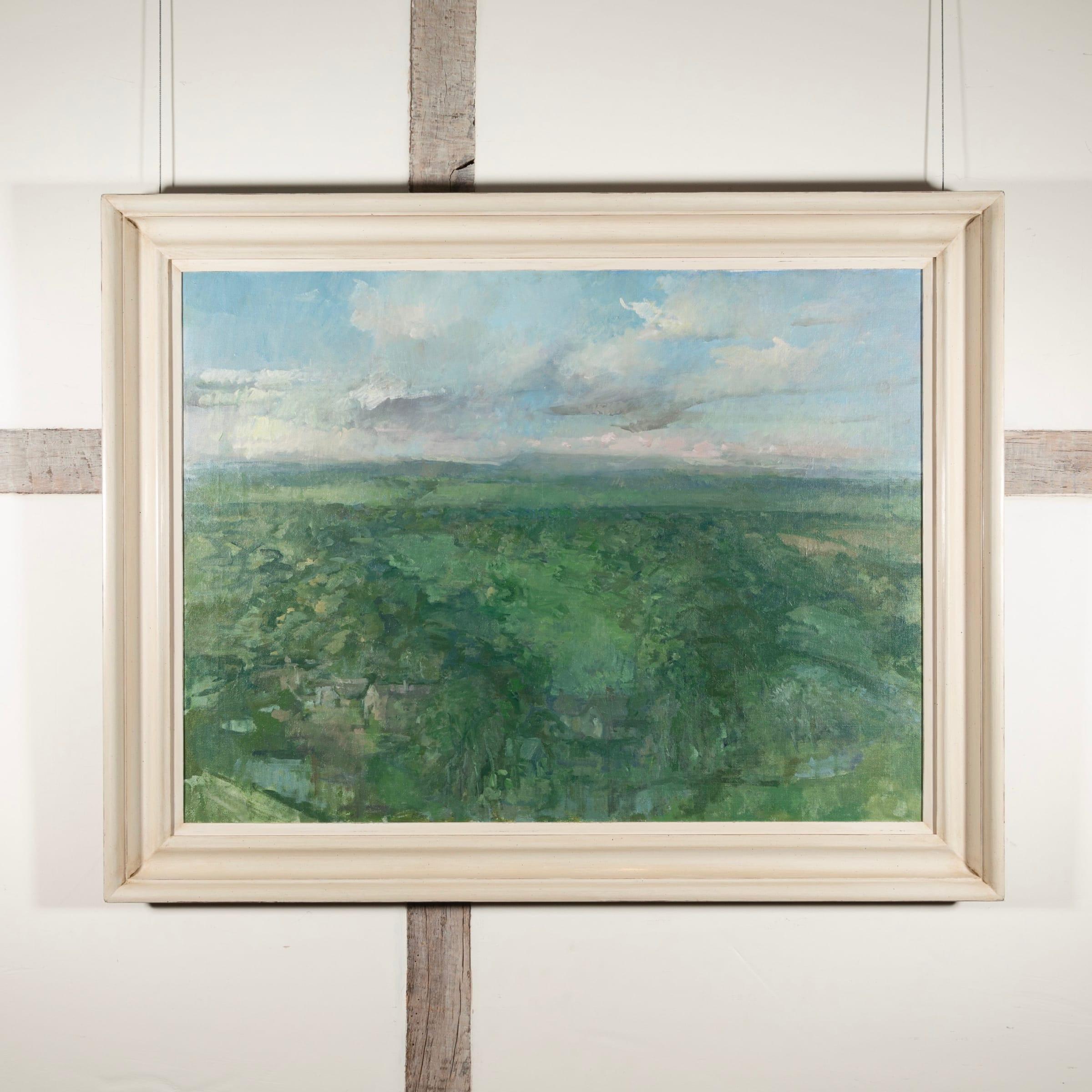 Vista dalla strada tra Cambo e Hexham (Northumberland), Pittura ad olio - Painting di Peter Greenham
