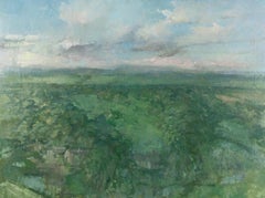 Vista dalla strada tra Cambo e Hexham - Pittura ad olio di paesaggio del XX secolo A.I.C.