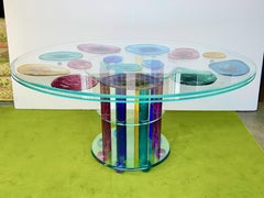 Peter Greenwood Art Glass Oval Dining Table