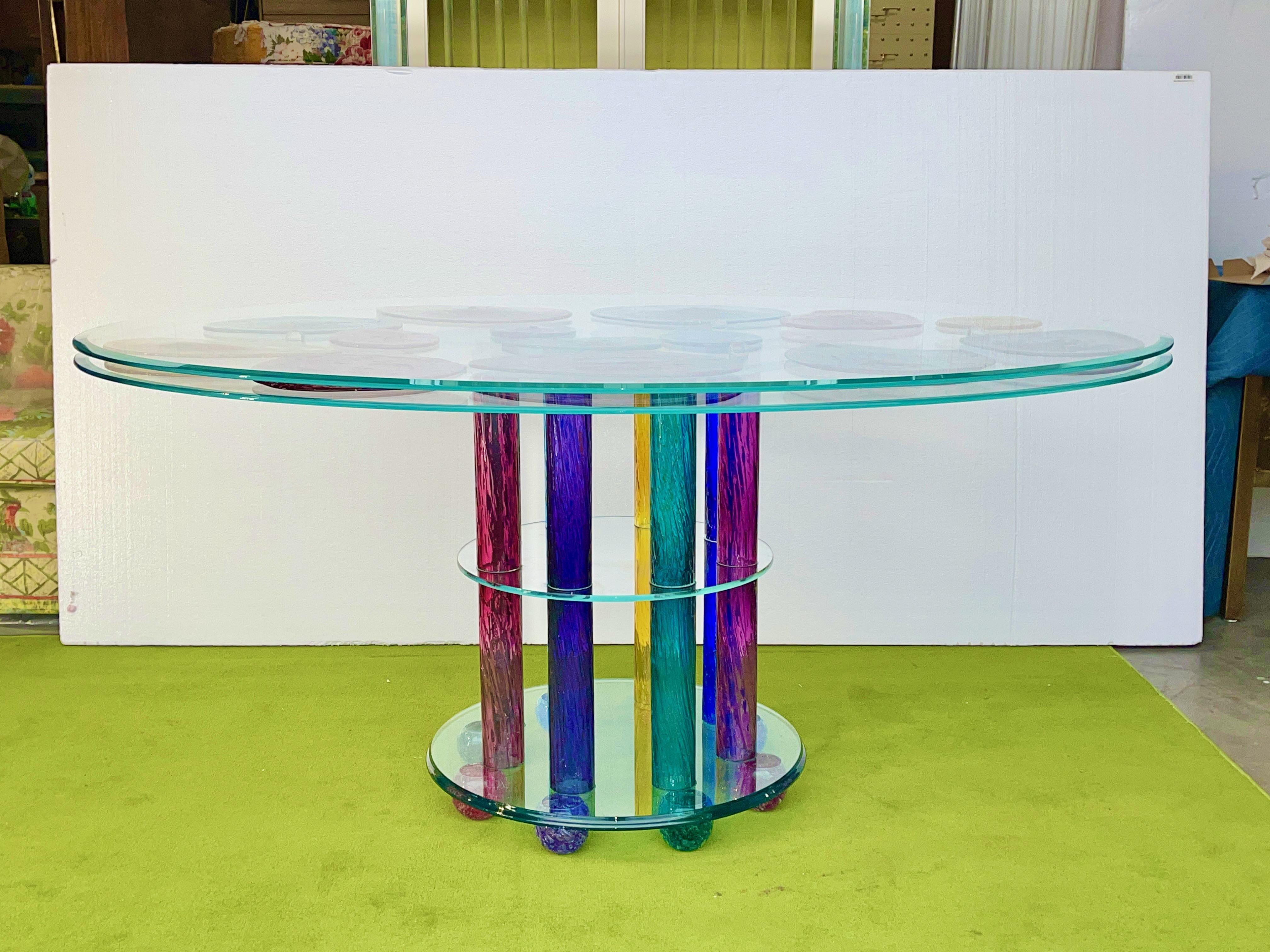 Peter Greenwood Ovaler Esstisch aus Kunstglas (amerikanisch) im Angebot