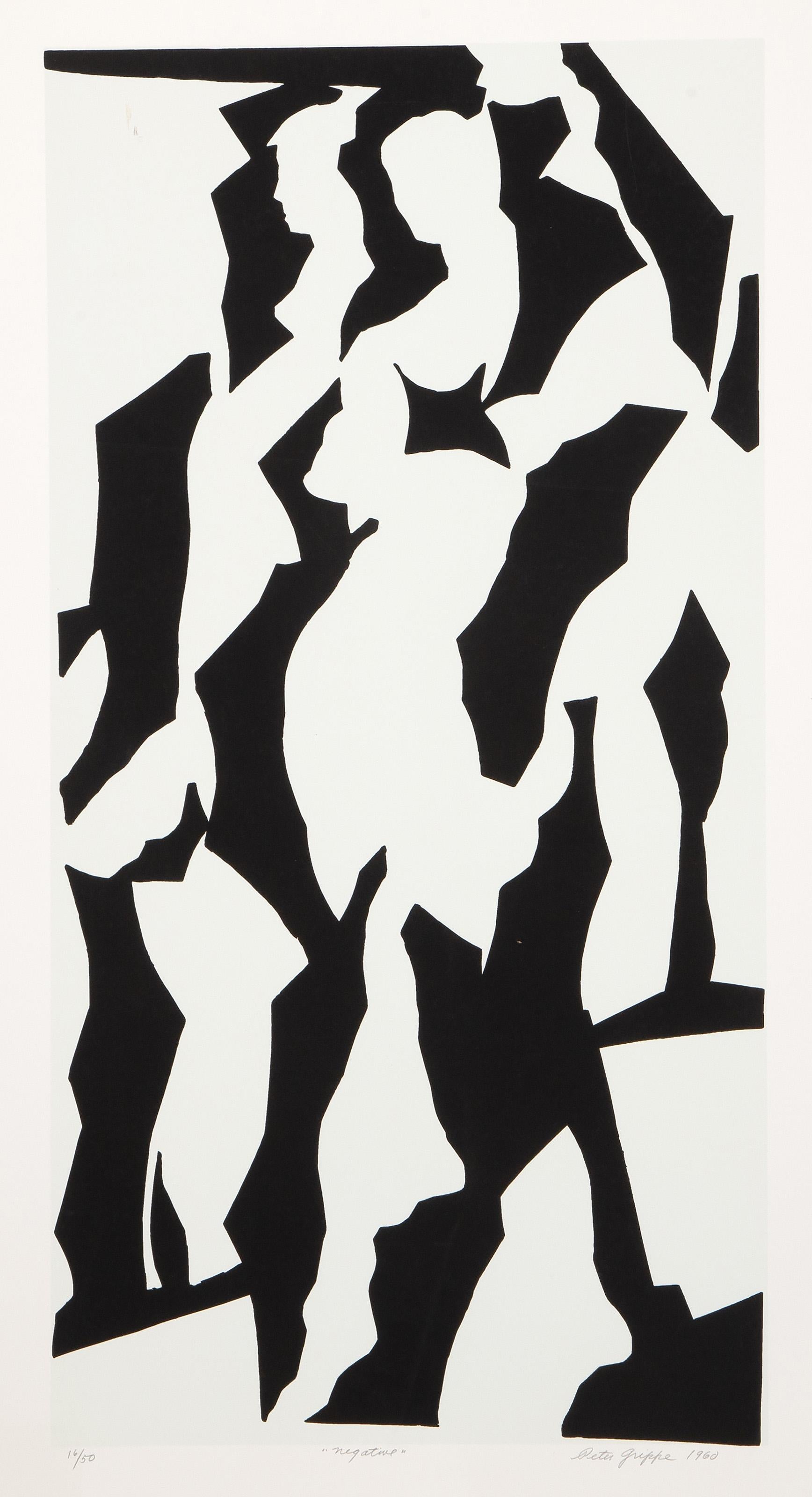  Peter Grippe, American (1912 - 2002) -  Negative, Year: 1960, Medium: Screenprint, signed, titled, numbered and dated in pencil, Edition: 50, Image Size: 39 x 20 inches, Size: 46 x 35 in. (116.84 x 88.9 cm) 
