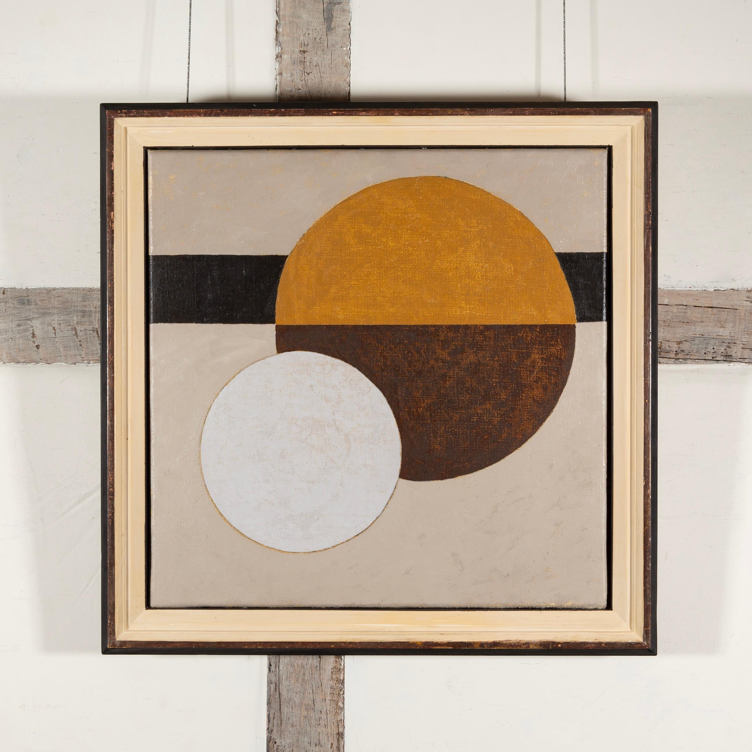 20-86 Agosto - Olio su tela del XX secolo Pittura geometrica astratta a forma di cerchio - Painting di Peter Haigh