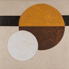 20-86 August - 20th Century Oil on Canvas Abstract Geometric Circle Painting