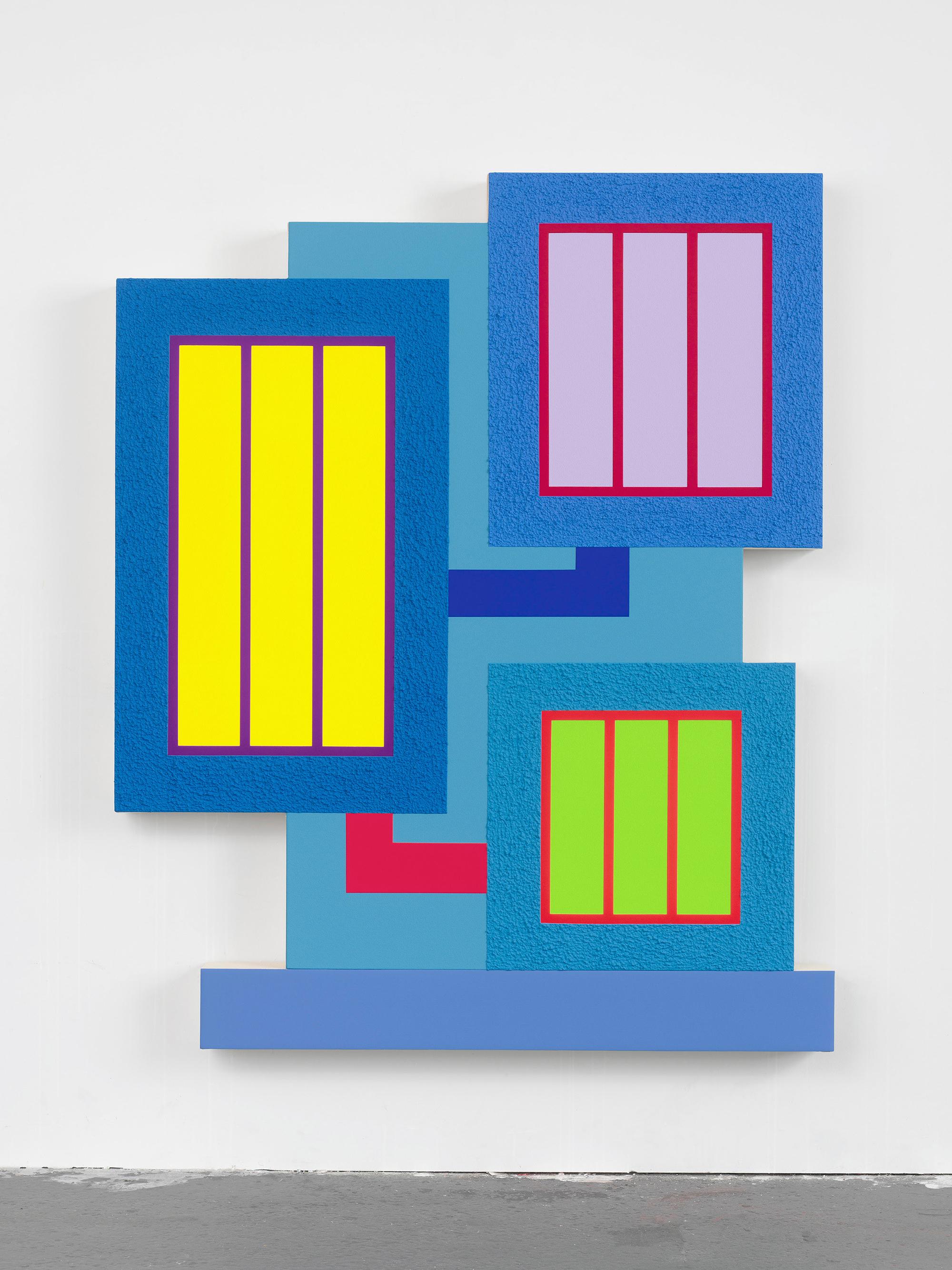 Halley's paintings explore both the physical and psychological structures of social space; he connects the hermetic language of geometric abstraction—influenced by artists such as Barnett Newman and Ellsworth Kelly—to the actualities of urban space