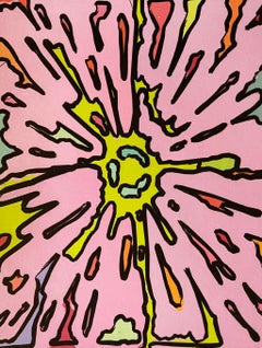 Cartoon Explosion – Abstrakte Kunst, Minimalismus, signierter Druck von Peter Halley