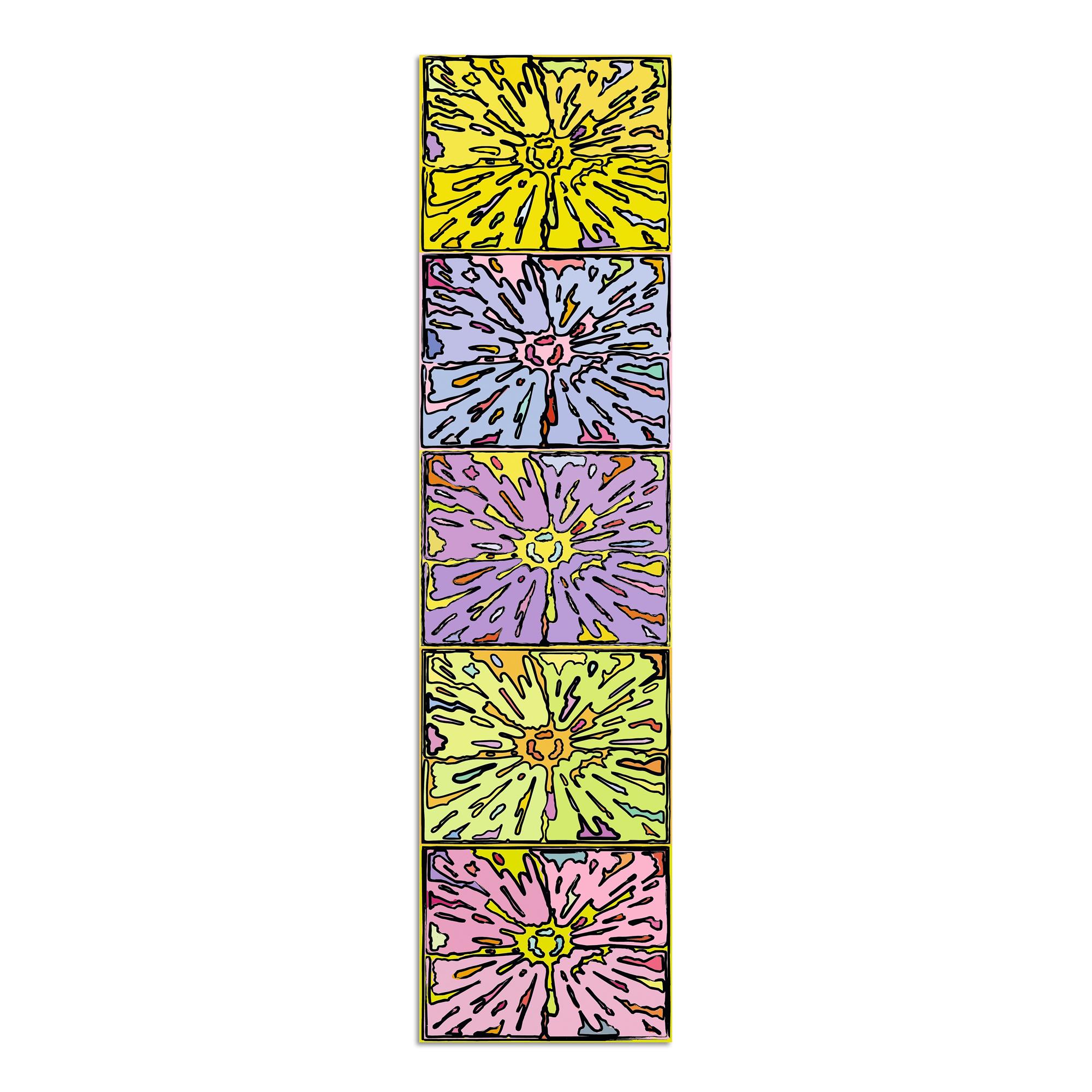 PETER HALLEY (American, b. 1953)
Cartoon Explosion, 1999
Medium: 5-part leporello, digital pigment print on handmade rice paper (folded, as issued)
Dimensions: 49.21 x 12.60 in (125.0 x 32.0 cm)
Edition of 75: Hand-signed and numbered
Condition: