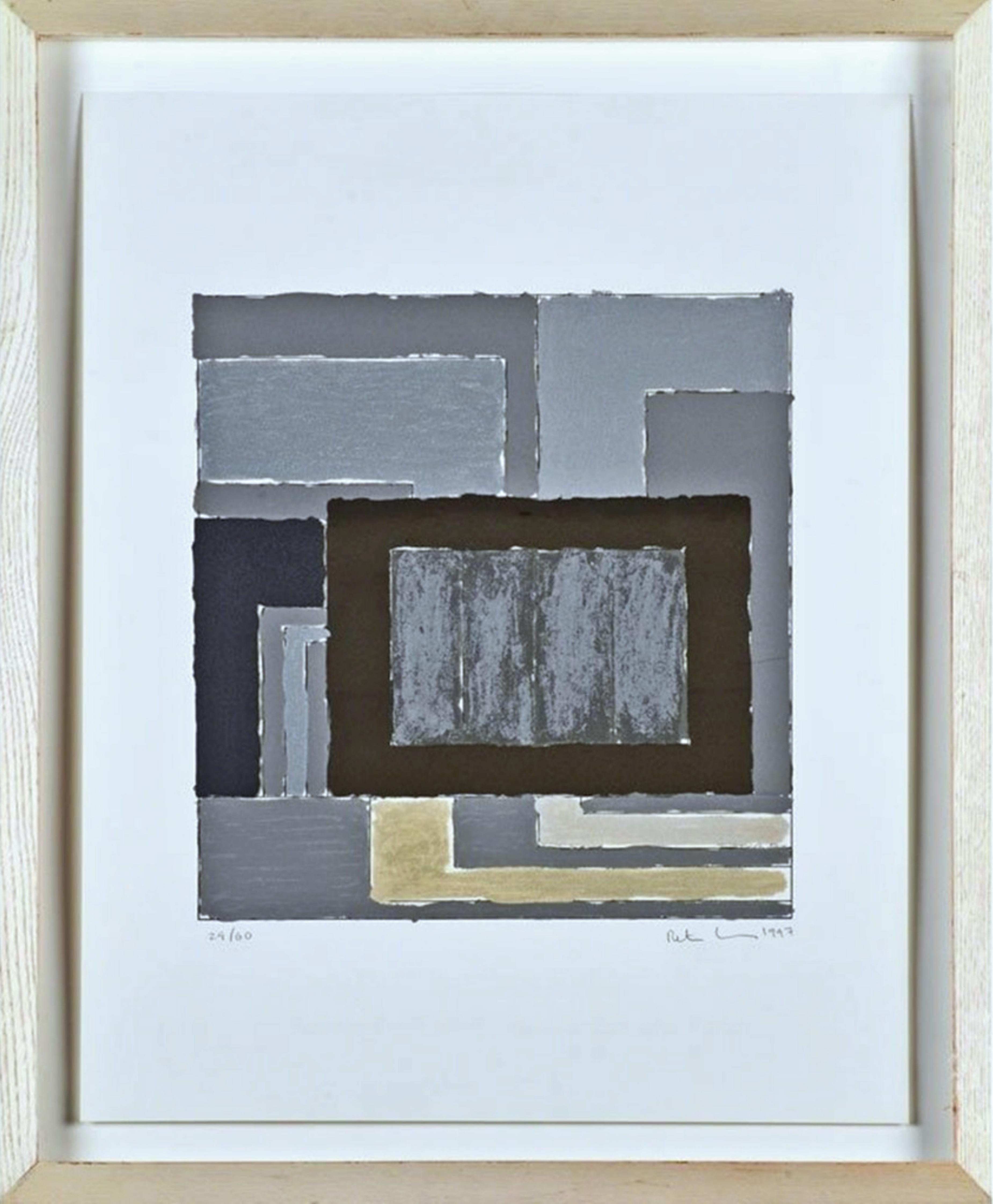 Peter Halley, Nobody, geometric abstraction Neo Geo silkscreen signed/N Framed 2
